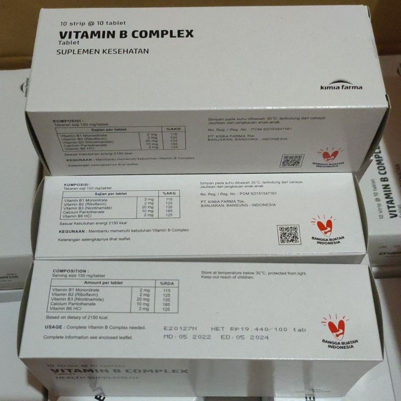 Jual VITAMIN B COMPLEX - KEMASAN BOX ISI 100 TABLET - KIMIA FARMA ...