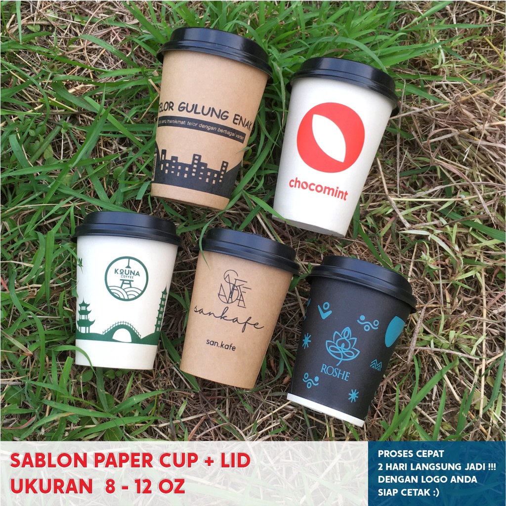 Jual SABLON PAPER CUP KUALITAS KERTAS TEBAL 8 12 OZ SUDAH TERMASUK ...