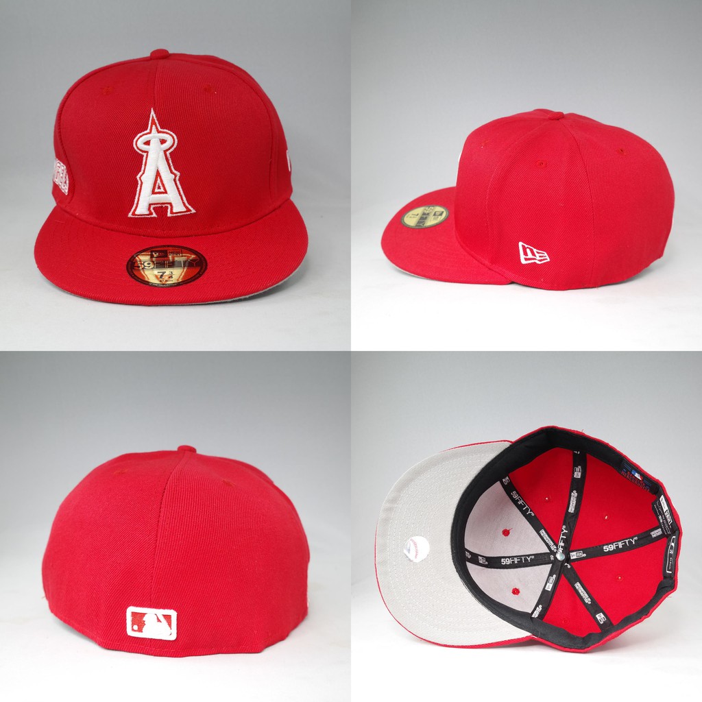 Jual TOPI FITTED MLB LOS ANGELES ANGELS MERAH LOGO PUTIH | Shopee