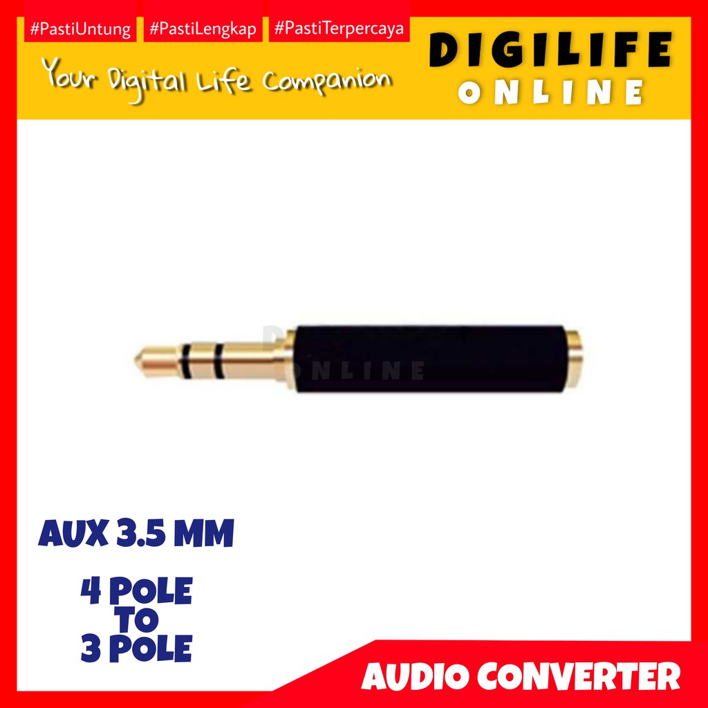 Jual Konverter Audio AUX 3.5 mm 4 Pole to 3 Pole Sambungan Konektor 3.5mm Shopee Indonesia