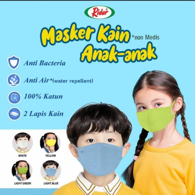 Jual Masker Kain RIDER Anak Anti Bakteria (READY STOCK) | Shopee Indonesia