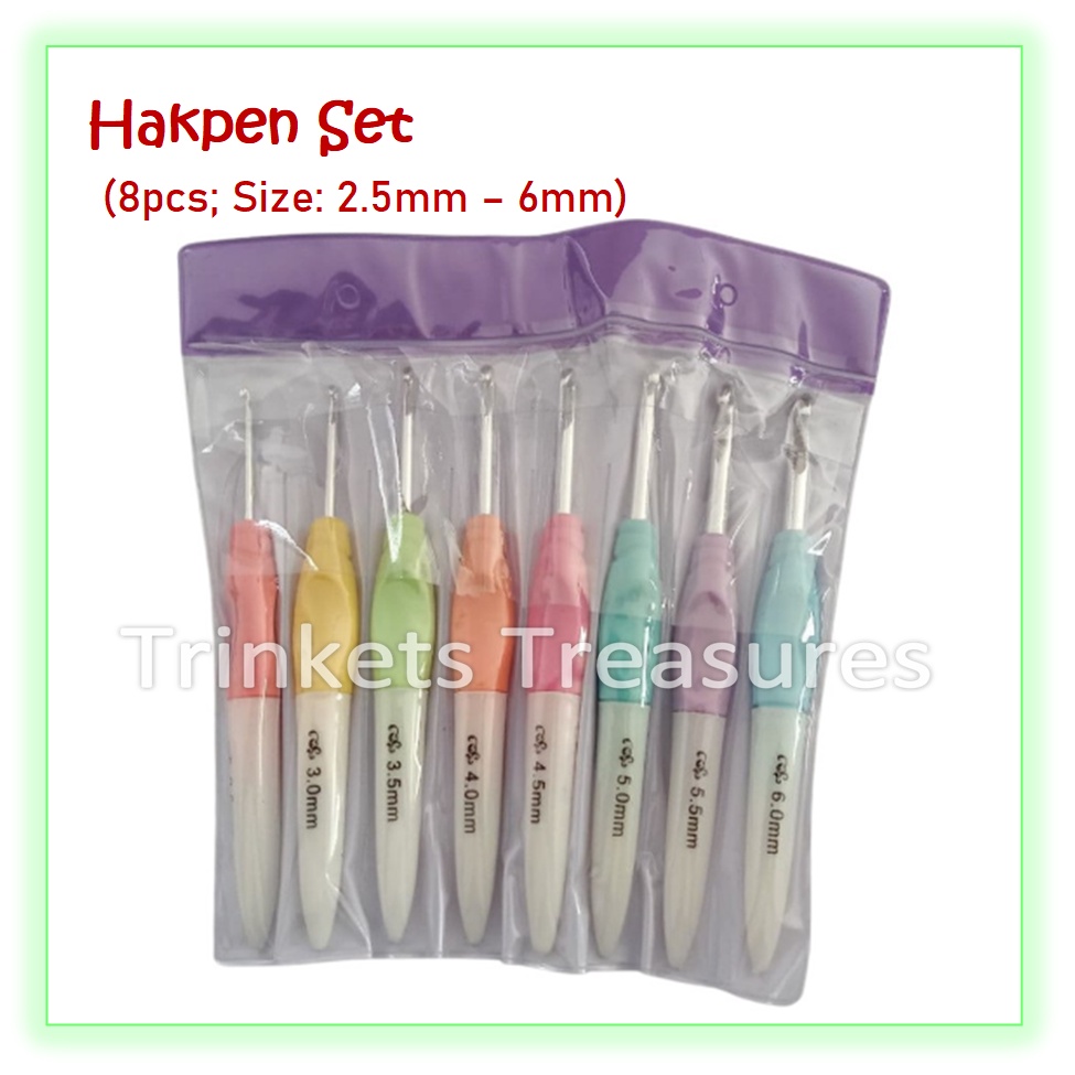 Jual Hakpen besi SET ergonomis crochet hook set ergonomic handle hakken ...