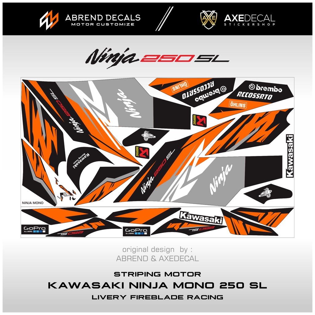 Jual STRIPING NINJA MONO 250 SL LIVERY FIREBLADE RACING TRI COLOR ...