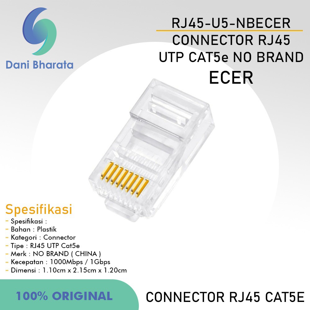 Jual Konektor Rj45 Connector RJ45 UTP/FTP CAT5e 50 pcs | Shopee Indonesia