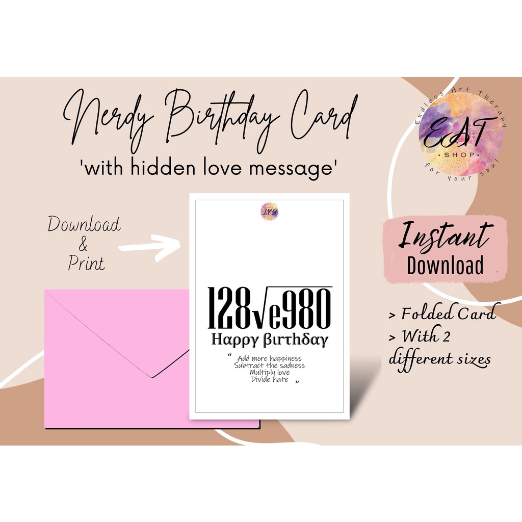 Jual Printable Nerdy Birthday Card / Love Birthday Card / Kartu Ucapan ...