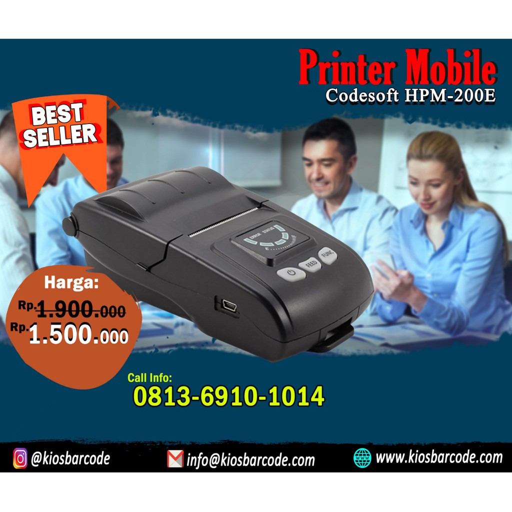 Jual Mobile Printer TERLARIS Codesoft HPM-200e Bluetooth GARANSI 1 ...