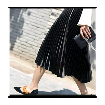 Rok Plisket Pendek 7 8 Bludru Premium
