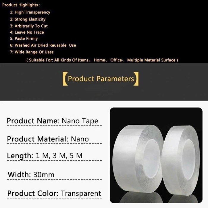 Jual Double Super Tape 1Mili X 1 Meter - 1MM x 1Meter - 1MM x 1Meter ...