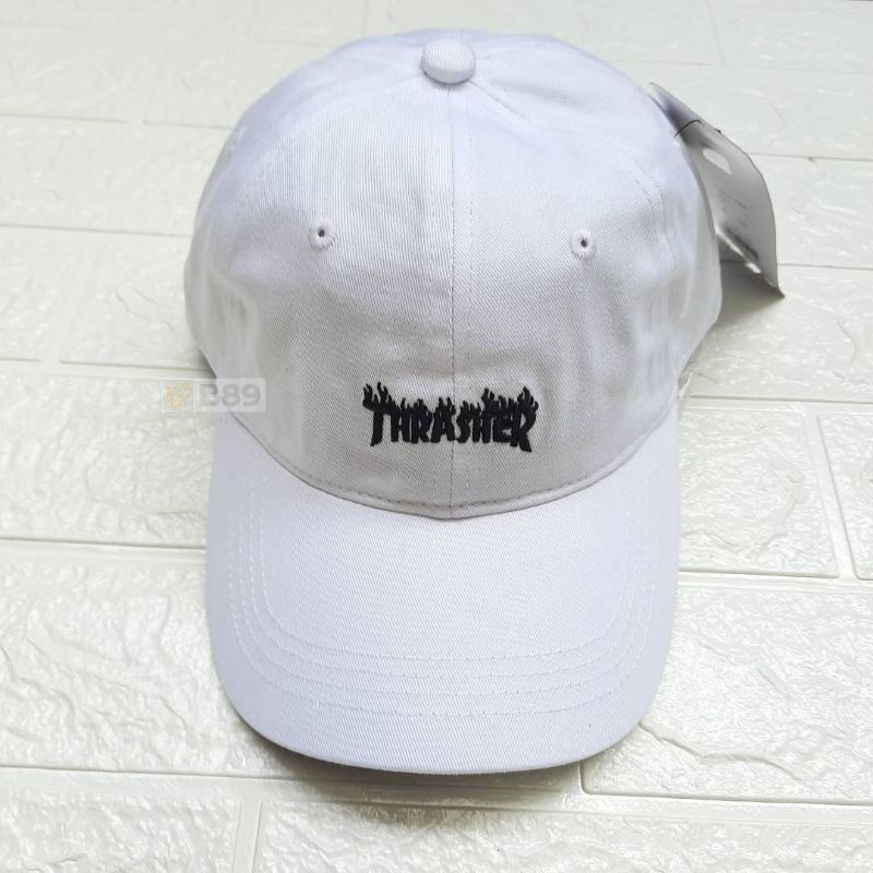Jual TOPI THRASHER FLAME LOGO DADS CAP ORIGINAL - WHITE | Shopee Indonesia