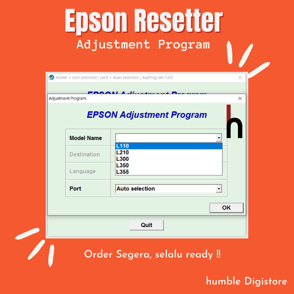 Jual Epson L110 L210 L300 L350 L355 Program Resetter / Waste Ink Pad