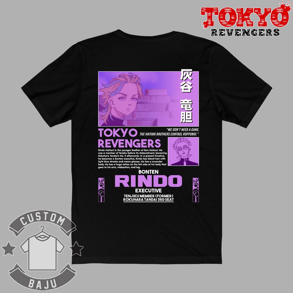 Jual Kaos Rindo Haitani Bonten Anime Tokyo Revengers 668 | Shopee Indonesia