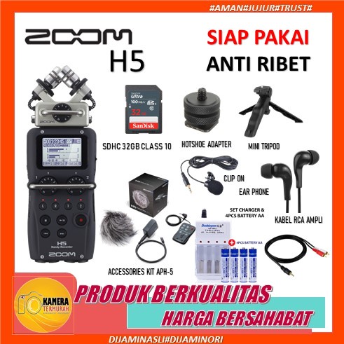 Jual Zoom H5 Handy Recorder With Interchangeable Microphone System+APH ...