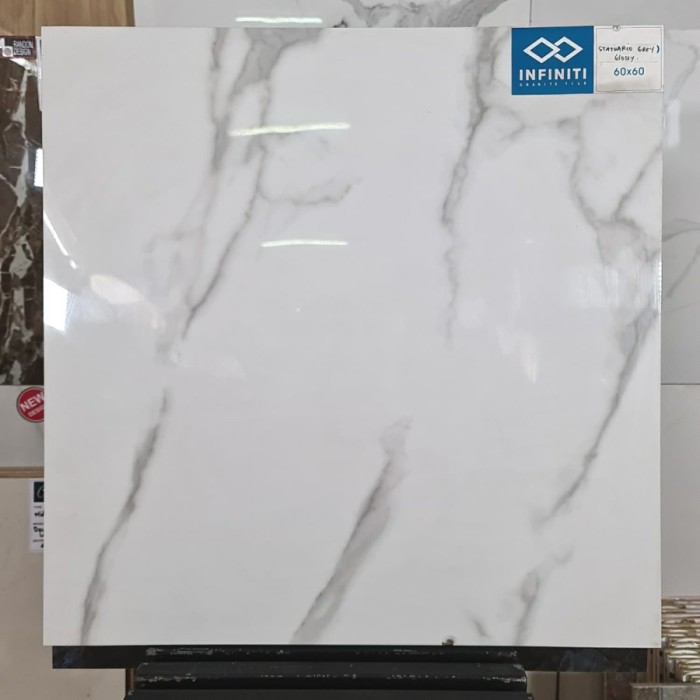 Jual GRANIT INFINITI 60X60 CM STATUARIO GREY GLOSSY | Shopee Indonesia