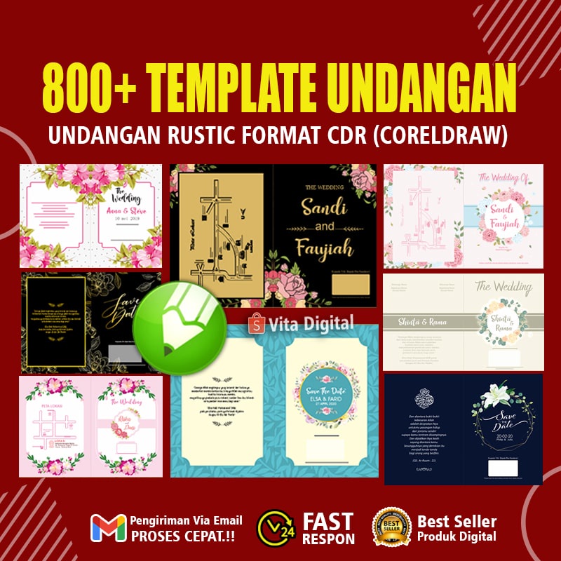 Jual 800+ Desain Template Undangan Pernikahan Kekinian Aesthetic Format