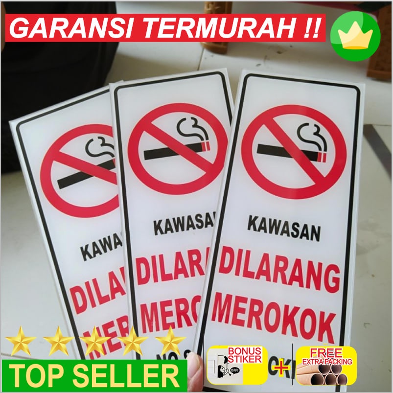 Jual Murah SIGN AKRILIK K3 RAMBU SAFETY KAWASAN DILARANG MEROKOK UKURAN ...