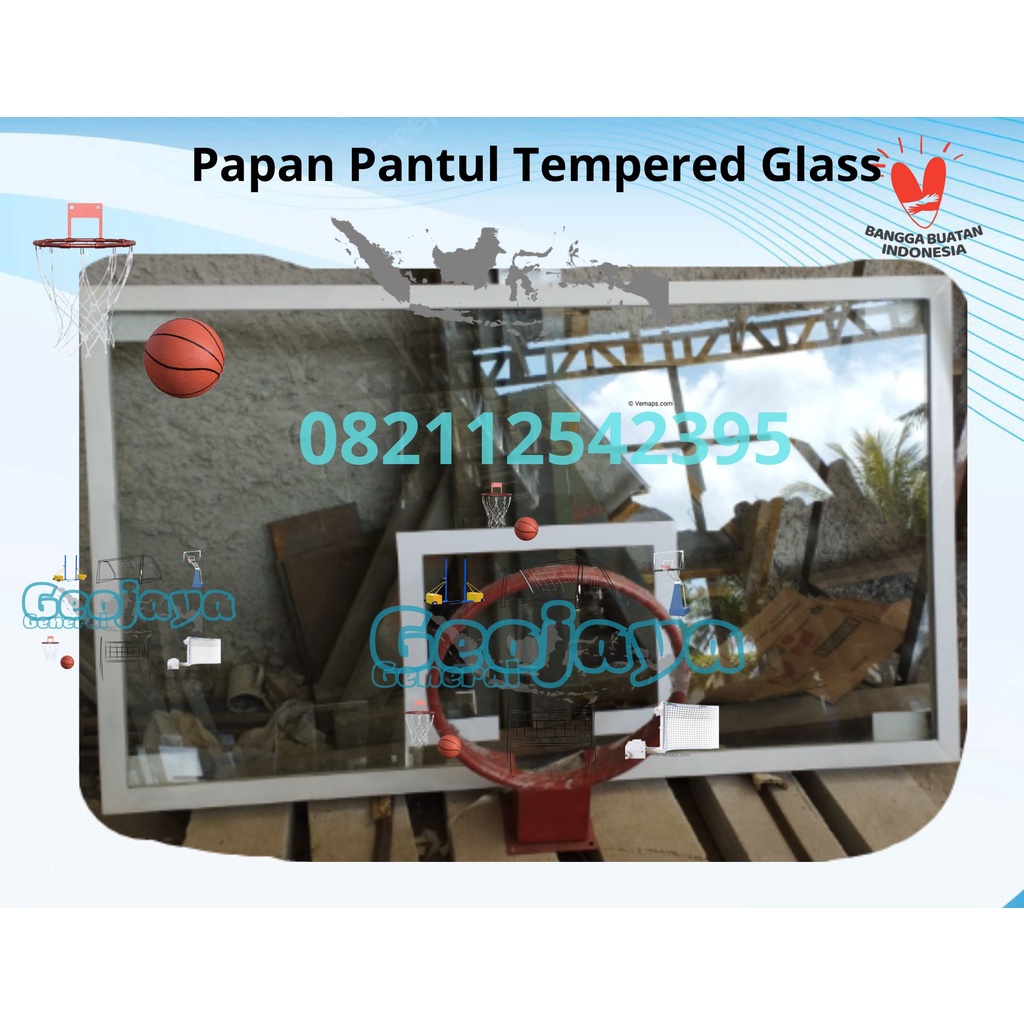 Jual Papan Pantul NBA Basket Tempered Glass 12 mm 105 x 180 Include ...