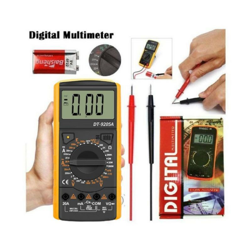 Jual DT9205A Multimeter Mini Saku Digital,Alat Ukur Rumah Tes ...
