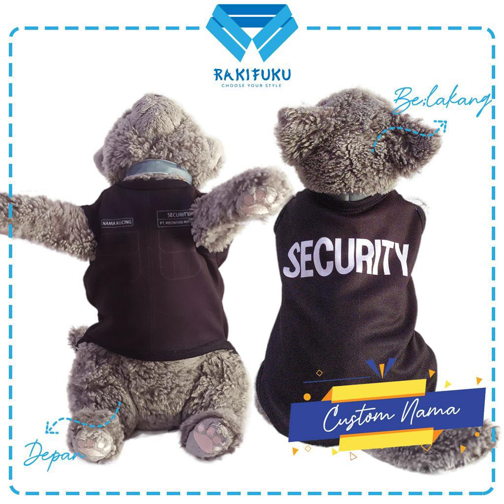 Jual Baju Kucing Lucu Murah Motif Security [BISA CUSTOM NAMA KUCINGMU