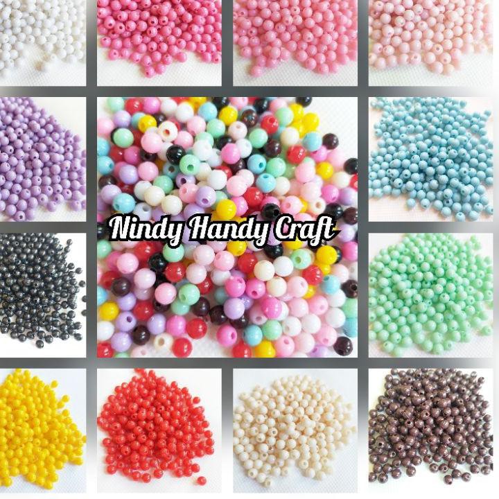 Jual SHOPEE MALL Manik Pastel 6mm isi 35gram - Manik Bulat 6mm ...