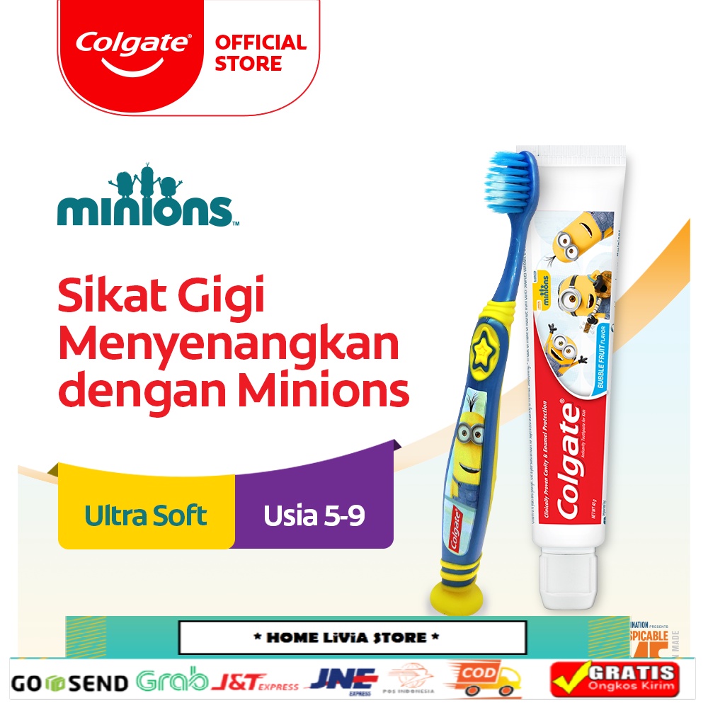Jual Colgate Kids Toothpaste Minions 40 gr + Colgate Kids Toothbrush ...