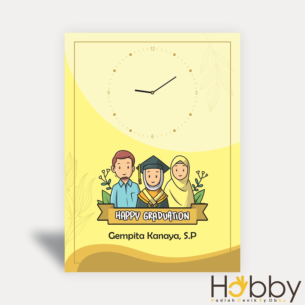 Jual JAM DINDING CUSTOM KAYU NAMA CARTOON HADIAH WISUDA UNIK GIFT ...