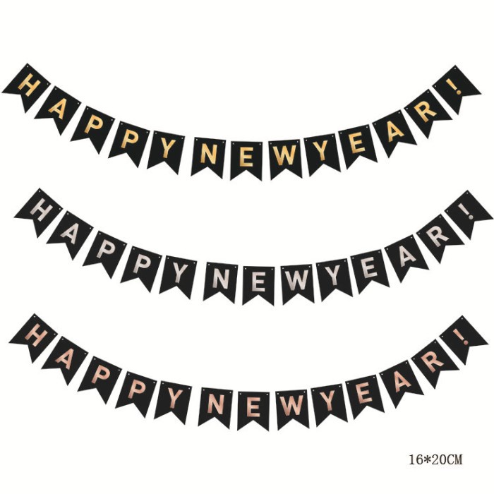 Jual Dekorasi tahun baru aksesoris banner panjang Happy New Year