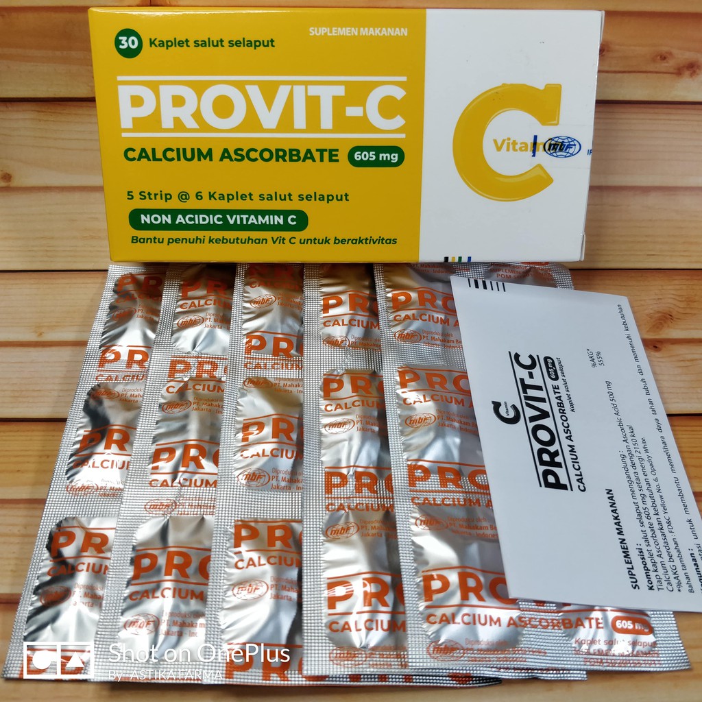 Jual PROVITC (1 Strip 6 Kaplet Salut Selaput) Calcium Ascorbate 605mg