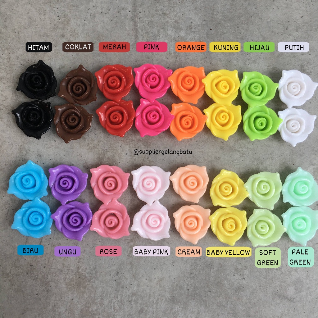 Jual Manik Bunga / Mote Bunga / Resin mawar 2cm ecer satuan ready stock ...