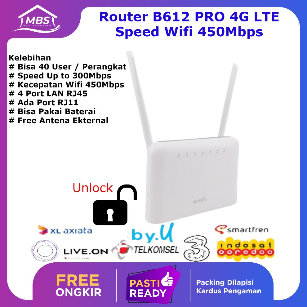 Jual Router 4G LTE Wifi 450Mbps B612 PRO Wireles Bisa Telephone Analog ...