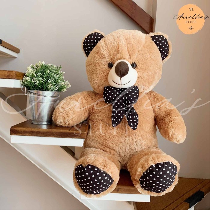 Jual BONEKA BERUANG TEDDY BEAR POLKADOT COKLAT SUSU 80 CM JUMBO ...