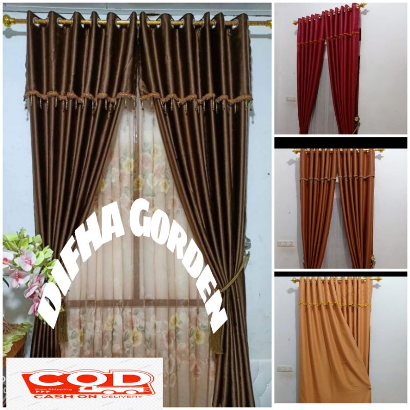Jual Hordeng Poni Tempel Jendela dan Pintu Kamar Blackout polos Gorden