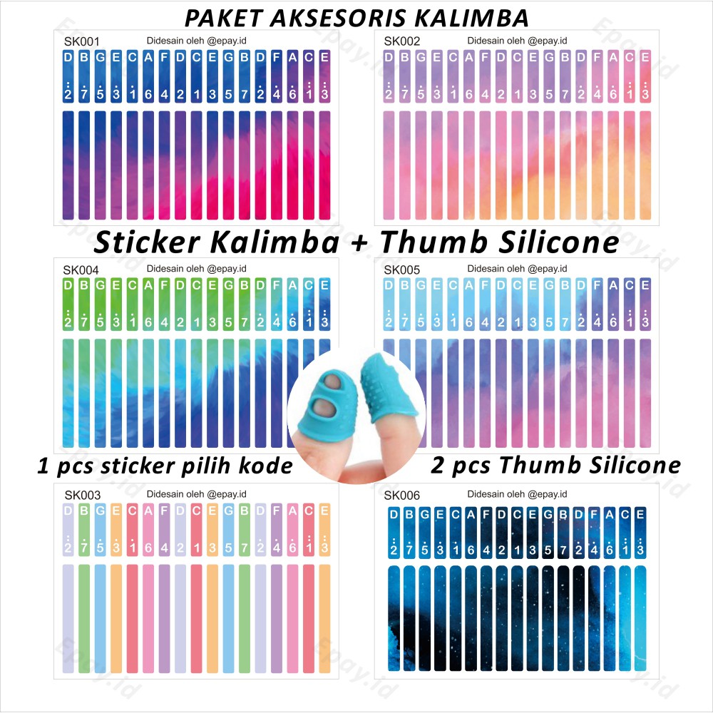 Jual STICKER KALIMBA 17 KEYS MBIRA SILICONE THUMB PICK PELINDUNG IBU ...