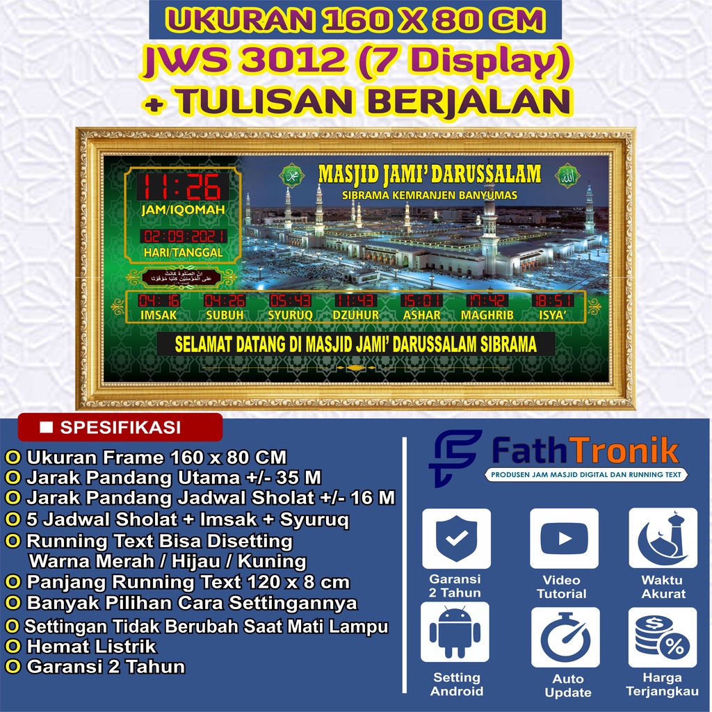 Jual Jam Digital Masjid Besar Agung / Jami' Bergaransi Jam Masjid