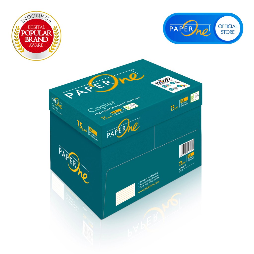 PaperOne Kertas A4 75gr Copier 1 Box (2500 lembar) Kertas HVS A4 Kertas Fotocopy (2)