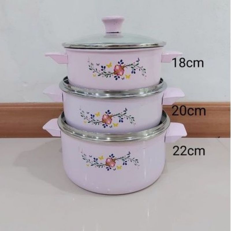 Jual Panci set maxim innova stenlis stainless steel tebal enamel pink ...