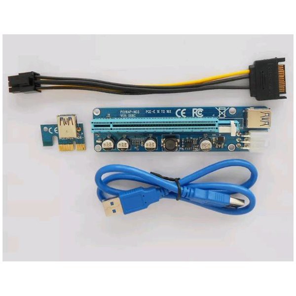 Jual USB Riser Card 008C latest version - 4 kapasitor - PCIE 16x for ...