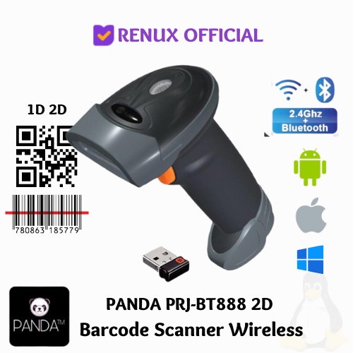 Jual PANDA PRJBT888 2D WIRELESS LASER BARCODE SCANNER (BLUETOOTH+2