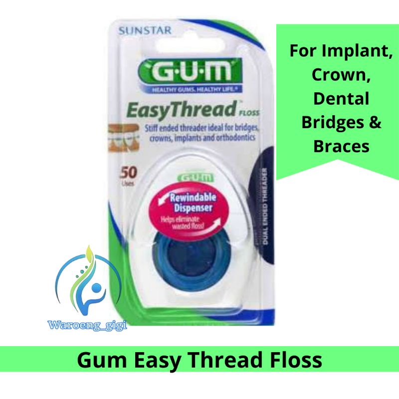 Jual GUM EASY THREAD FLOSS Dental Floss Benang Gigi Ortho Implant Crown