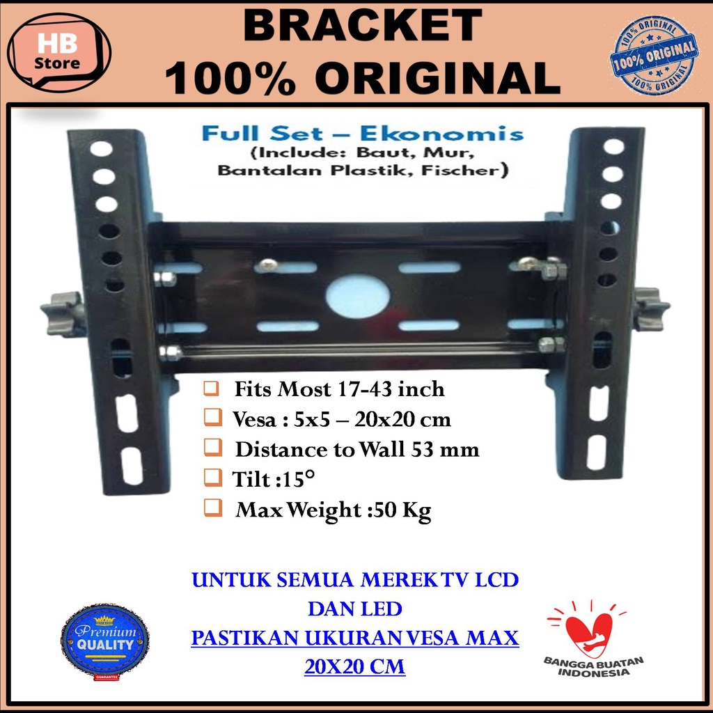 Jual Bracket Breket Briket Braket Brecket monitor LED TV 22 24 32 40 42 ...