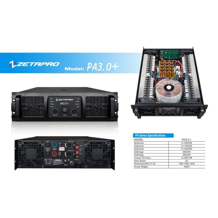 Jual Power Amplifier Zetapro PA 3.0+ 2 Channel Class GB Original