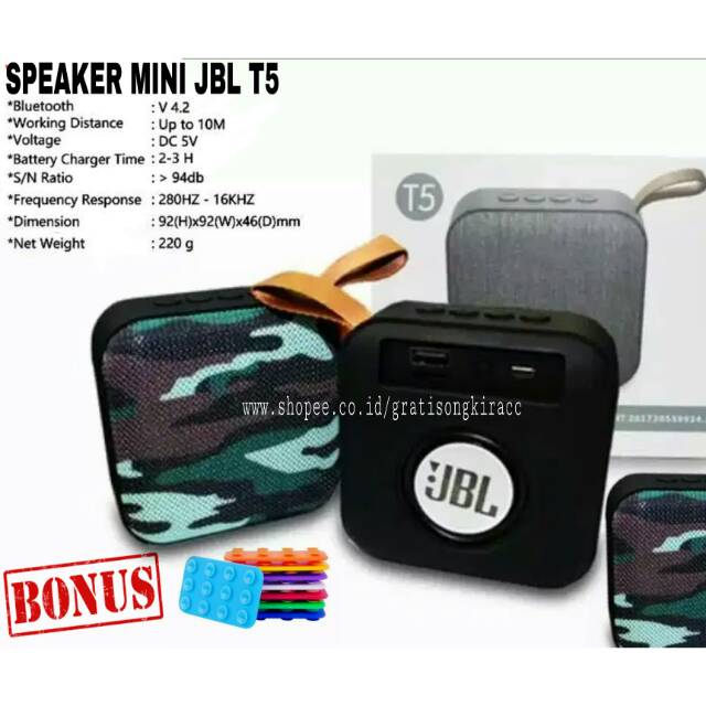 Jual SPEAKER BLUETOOTH JBL T5 MINI PORTABEL V4.2 SUPER BASS | Shopee ...