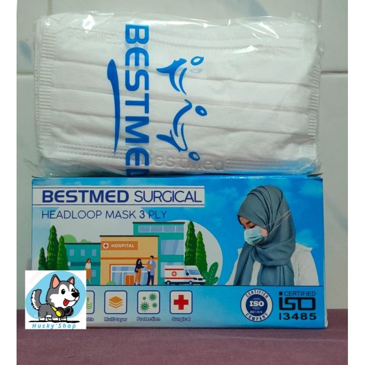 Jual Masker Bestmed Headloop 3ply Isi 50pcs /HIJAB | Shopee Indonesia