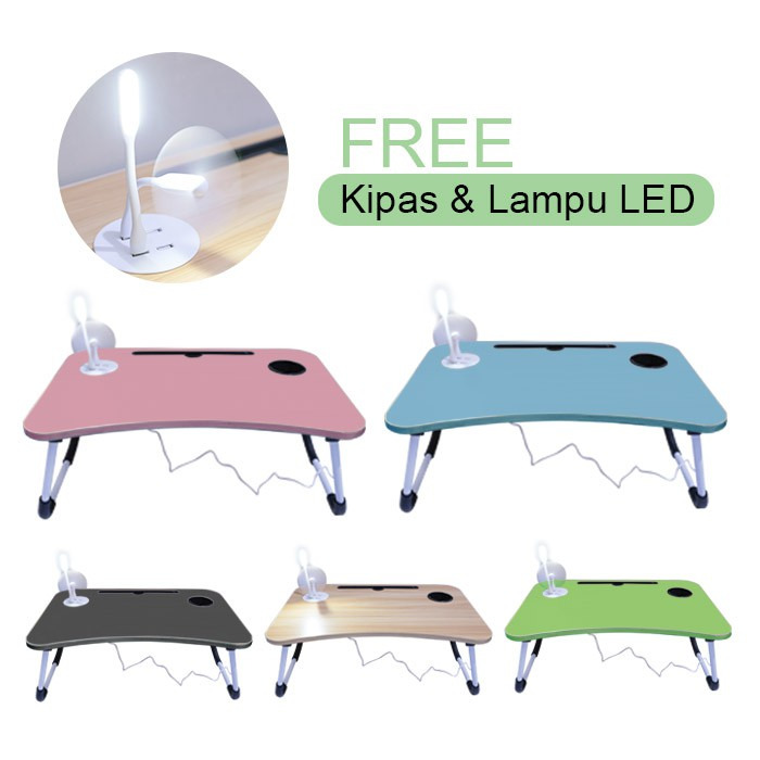Jual Meja Lipat Portable Meja Belajar Serbaguna ada Kipas Lampu LED ...