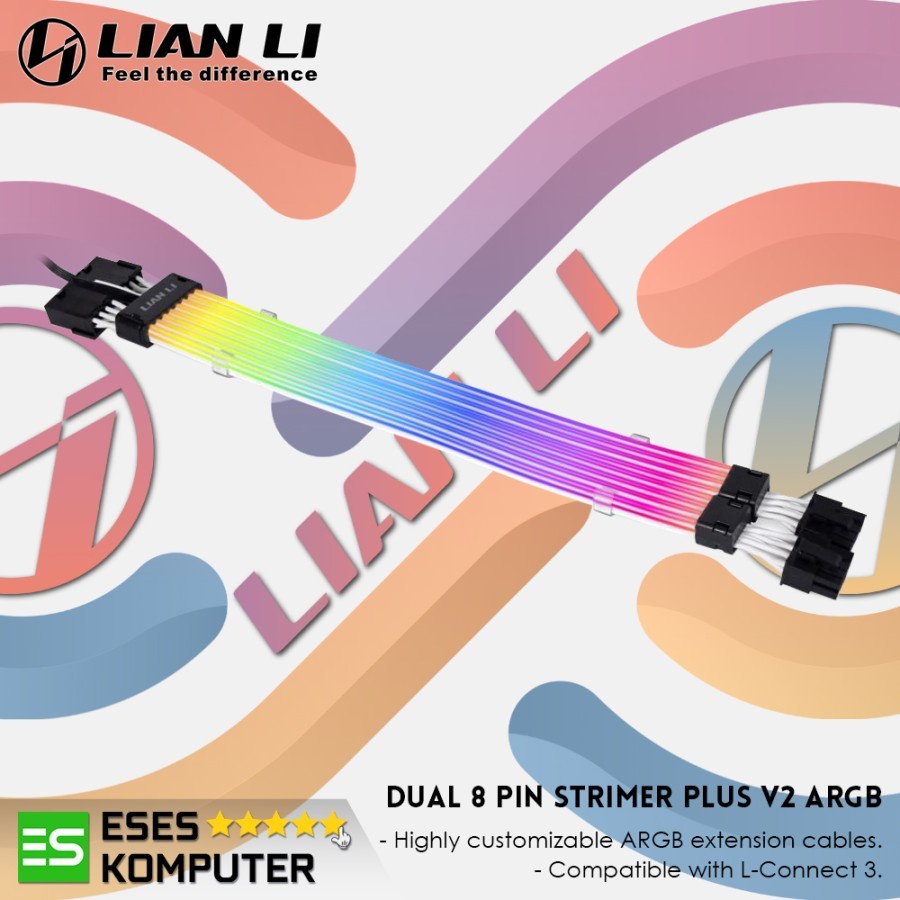 Jual PSU Extension LIAN LI STRIMER PLUS V2 ARGB TRIPLE 8 PIN PSU CABLE ...