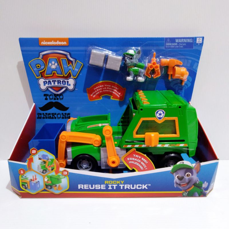 Paw Patrol, Rocky's Reuse It Deluxe Truck met verzamelspeelgoed figuur en 3 gereedschappen, voor kinderen vanaf 3 jaar