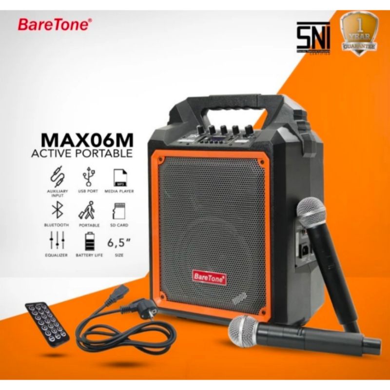Jual GROSIR SPEAKER PORTABLE BLUETOOTH BARETONE MAX06 6 INCH | Shopee