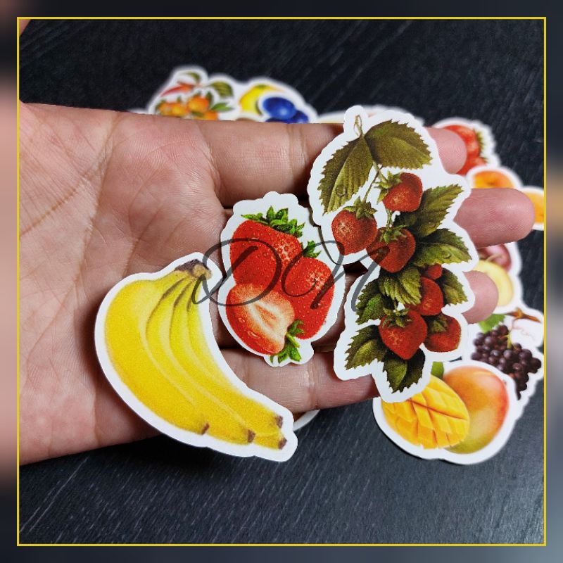 Jual Isi 22 Pcs Stiker Kertas Buah Buahan Minimalis Sticker Glossy ...