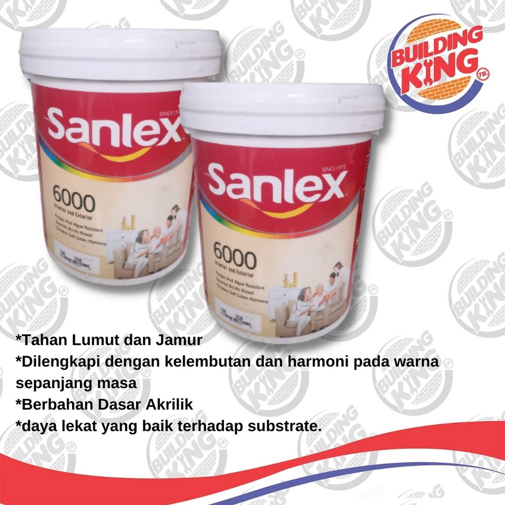 Jual Cat Tembok SANLEX 6000 25 KG White 25kg Putih Interior dan ...