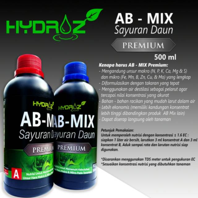Jual AB MIX HydroZ Nutrisi Terbaik untuk Hidroponik / untuk Sayuran ...