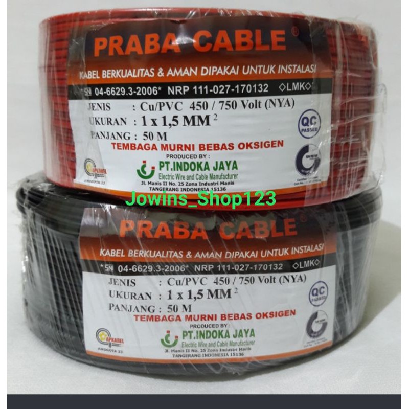 Jual Kabel Praba NYA 1.5mm 50Mtr Hitam | Shopee Indonesia